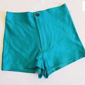 AMERICAN APPAREL SZ SMALL TEAL DISCO SHORTS